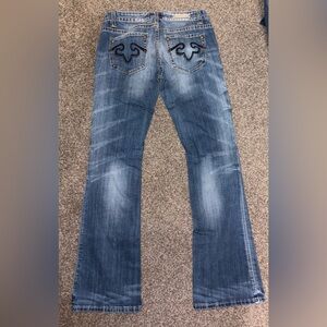 ReRock for Express Women's Bootcut Jeans Distressed Embroidered Pockets size 4R